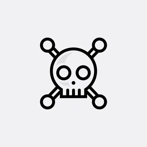 頭蓋骨と骨のアイコンのロゴデザインベクトルグラフィックイラスト — ストックベクタ
