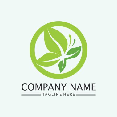 Doğa sembolü şablonu için yaprak logosu tasarım vektörü düzenlenebilir, Yeşil yapraklı logo ekoloji doğa element vektörü simgesi