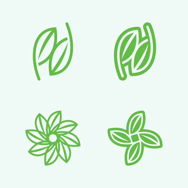 Hoja Logo Diseño Vector Para Naturaleza Símbolo Plantilla Editable Verde — Vector de stock