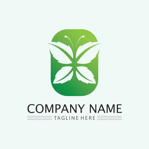 Vecteur Conception Logo Feuille Pour Modèle Symbole Nature Modifiable Vert — Image vectorielle