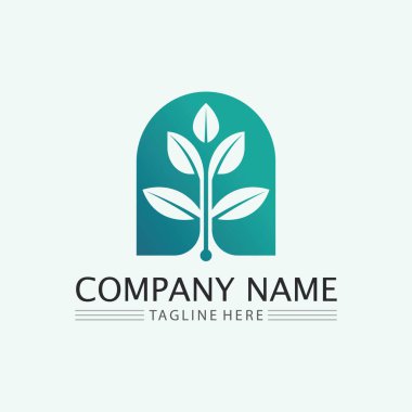 Doğa sembolü şablonu için yaprak logosu tasarım vektörü düzenlenebilir, Yeşil yapraklı logo ekoloji doğa element vektörü simgesi