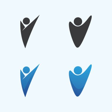 Soyut insanlar logo tasarımı. Eğlenceli insanlar, sağlıklı insanlar, spor, toplum insanları vektör illüstrasyonunu sembolize ediyor.