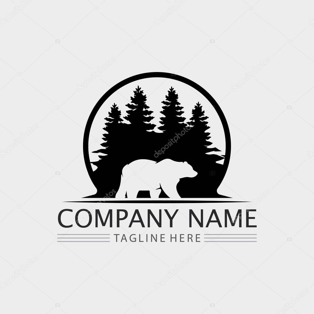 Bear logo and animal vector design graphic illustration