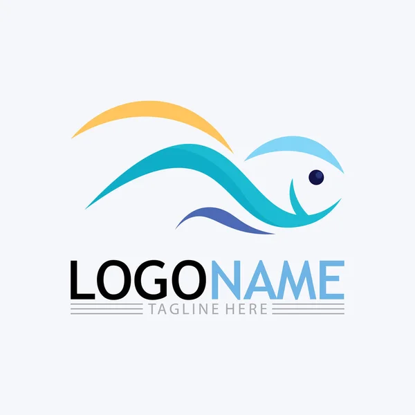 Modelo Logotipo Peixe Símbolo Vetorial Criativo — Vetor de Stock