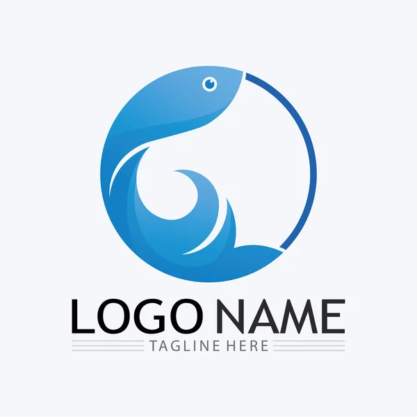 Modelo Logotipo Peixe Símbolo Vetorial Criativo —  Vetores de Stock