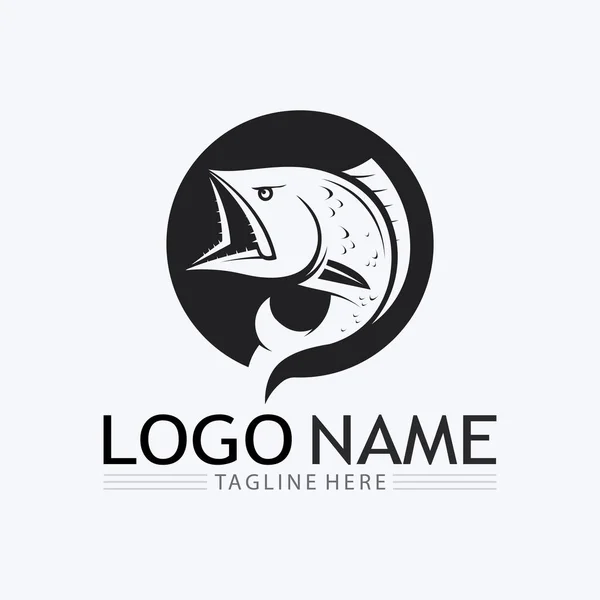 Рыба Абстрактный Иконка Дизайн Шаблон Логотипа Креативный Векторный Символ Рыболовного — стоковый вектор