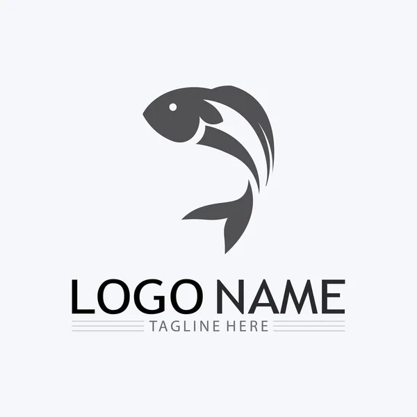Balık Soyut Simge Tasarım Logo Şablonu Balıkçılık Kulübü Veya Çevrimiçi Stok Vektör