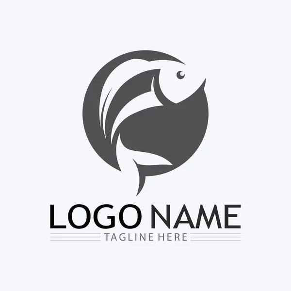 Balık Soyut Simge Tasarım Logo Şablonu Balıkçılık Kulübü Veya Çevrimiçi Telifsiz Stok Vektörler