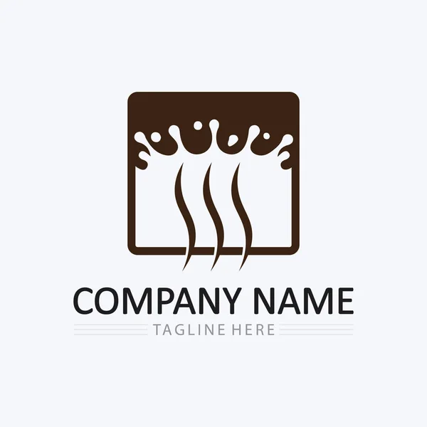 Filiżanka Kawy Gorący Napój Logo Szablon Wektor Projekt Ikony — Wektor stockowy