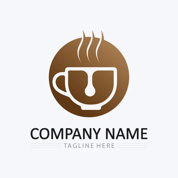 Kaffeetasse Und Heißgetränk Logo Template Vektor Icon Design — Stockvektor