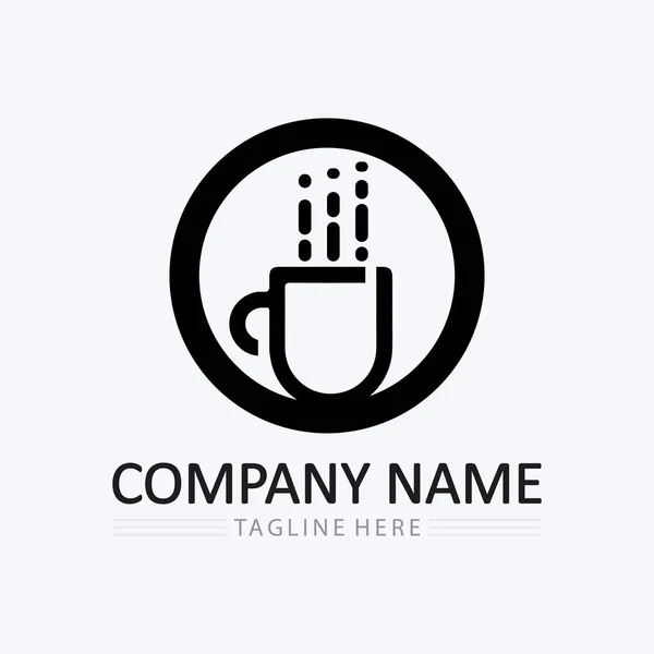 Coffee Cup Hot Drink Logo Template Vector Icon Design — Stock Vector