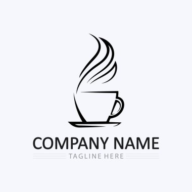 Kahve fincanı ve sıcak içecek logo şablon ikonu tasarımı