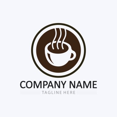 Kahve fincanı ve sıcak içecek logo şablon ikonu tasarımı