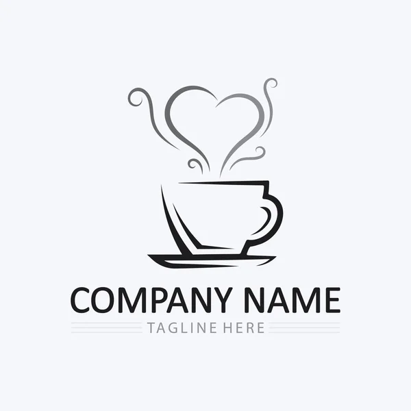 Coffee Cup Hot Drink Logo Template Vector Icon Design — Stock Vector