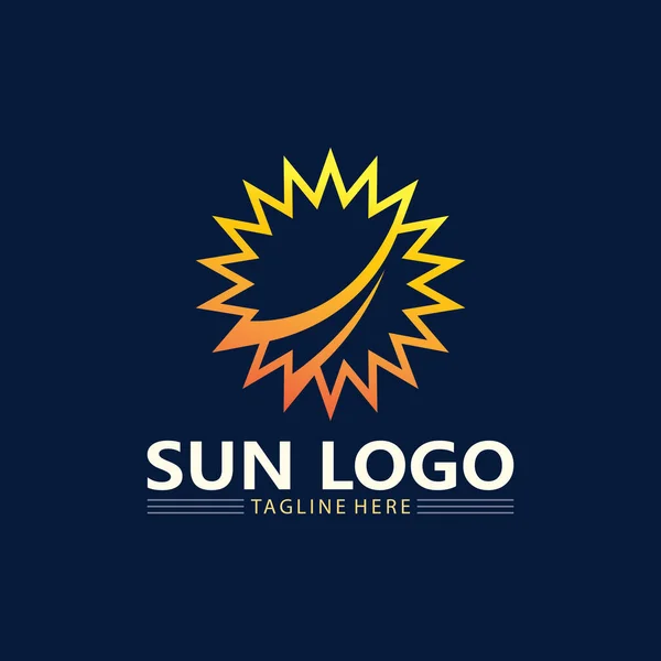 Güneş Vektörü Güneş Logosu Illüstrasyonu Simge Logo Şablonu Tasarımı — Stok Vektör