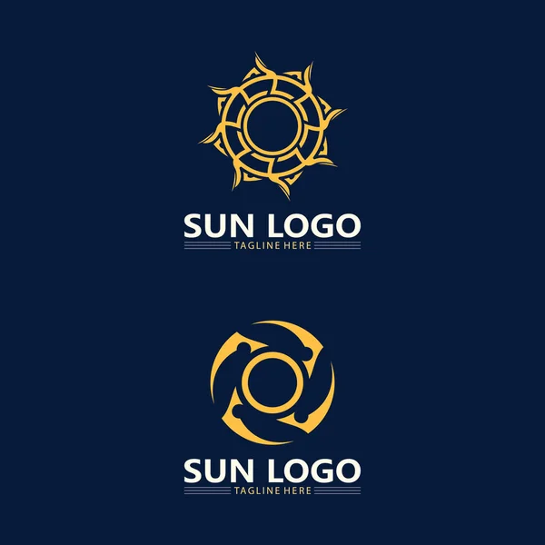 Sun Wektor Logo Słońca Ilustracja Ikona Logo Szablon Projekt — Wektor stockowy