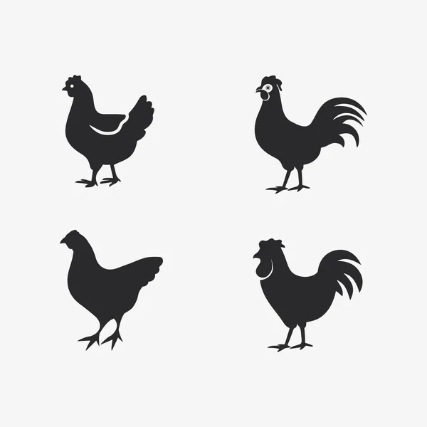 家禽养殖鸡标识公鸡和母鸡标识动物标识病媒图解设计 免版税图库插图