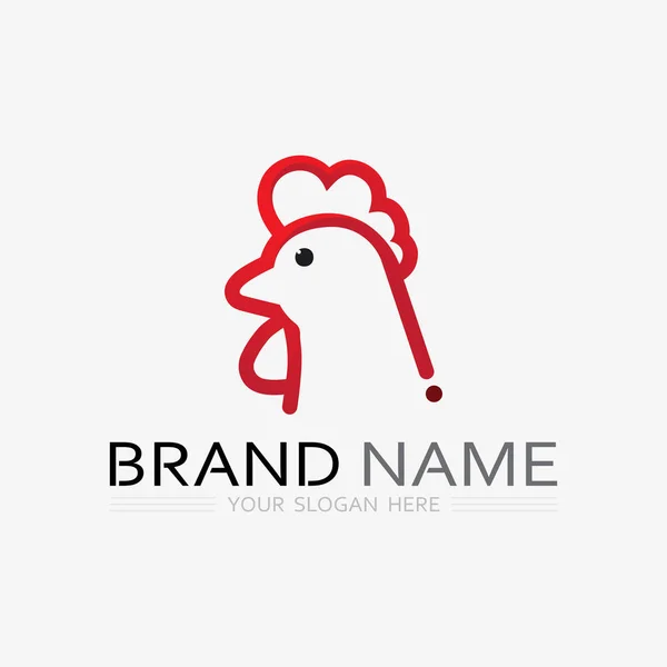 Logo Kurczaka Kogut Kura Logo Dla Hodowli Drobiu Zwierząt Logo — Wektor stockowy