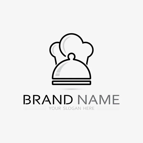 Kitchen Chef Logo Alimentos Icon Resto Cafe Design Vector —  Vetores de Stock