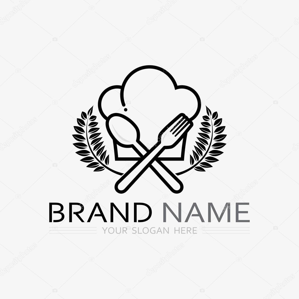 KITCHEN AND CHEF LOGO FOOD ICON RESTO AND CAFE DESIGN VECTOR
