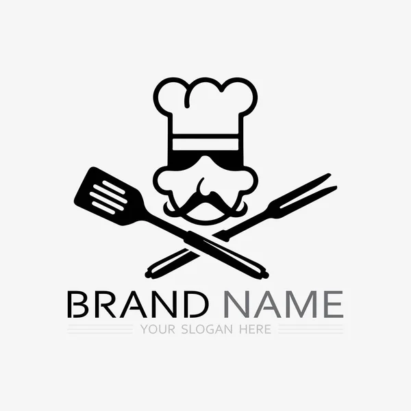 Cocina Logotipo Chef Icono Alimentario Resto Vector Diseño Cafe — Vector de stock