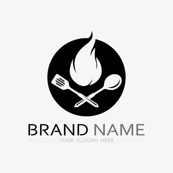 Cuisine Chef Logo Icon Alimentaire Resto Vecteur Conception Cafe — Image vectorielle