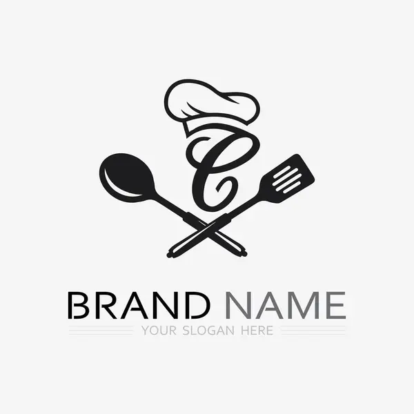 Cuisine Chef Logo Icon Alimentaire Resto Vecteur Conception Cafe — Image vectorielle