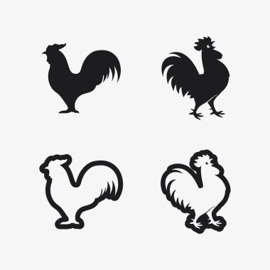 Tavuk logosu ve tavuk logosu. Kümes hayvanları için hayvan logosu çizimi.