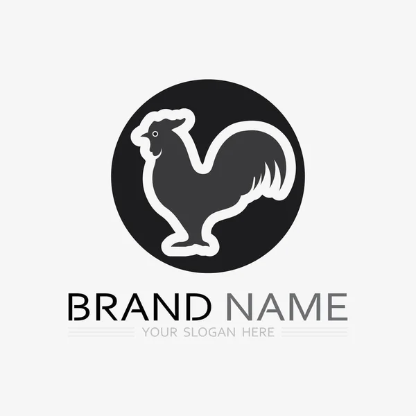Λογότυπο Κοτόπουλου Κόκορας Και Λογότυπο Όρνιθας Για Λογότυπο Πτηνοτροφίας Ζώων — Διανυσματικό Αρχείο