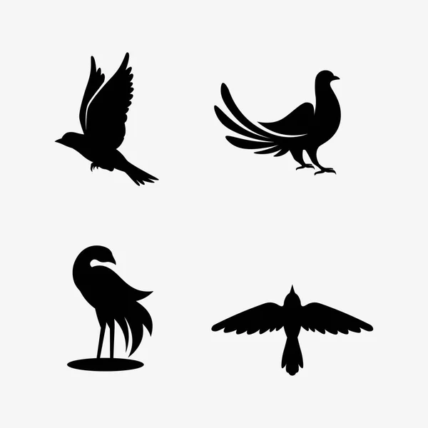 Птахи Крила Логотип Тварин Векторна Іконка Муха Дизайн Ілюстрація Шаблон — стоковий вектор