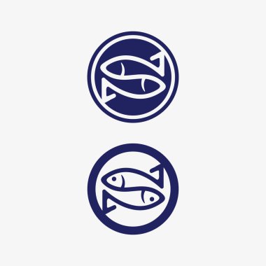 Balık soyut simge tasarım logo şablonu, balıkçılık kulübü veya çevrimiçi dükkanın yaratıcı vektör sembolü.  