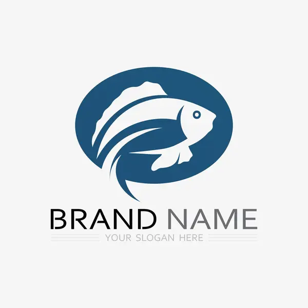 Plantilla Logotipo Diseño Icono Abstracto Pescado Símbolo Vectorial Creativo Club — Archivo Imágenes Vectoriales
