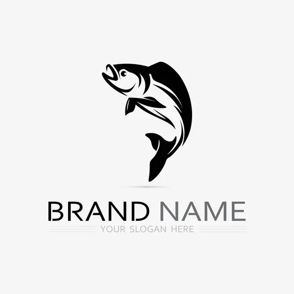 Plantilla Logotipo Diseño Icono Abstracto Pescado Símbolo Vectorial Creativo Club — Archivo Imágenes Vectoriales