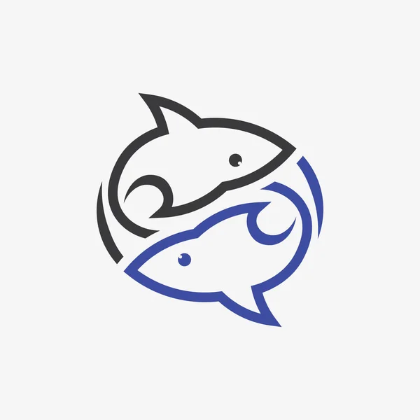 鱼抽象图标设计图标模板 创意矢量符号钓鱼俱乐部或网上商店 — 图库矢量图片