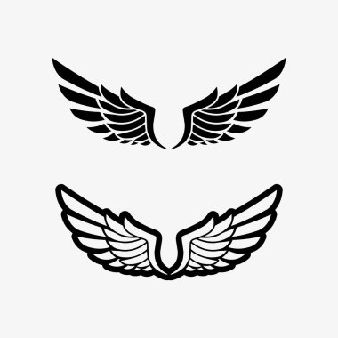 Kanatlar logo vektör simgesi çizim şablonu