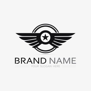 Kanatlar logo vektör simgesi çizim şablonu