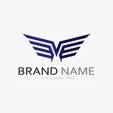 Kanatlar logo vektör simgesi çizim şablonu