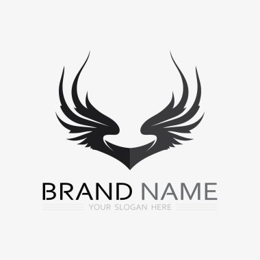 Kanatlar logo vektör simgesi çizim şablonu