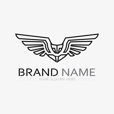 Kanatlar logo vektör simgesi çizim şablonu