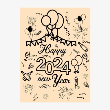 2024 Yeni Yıl ve Noel logosu 2024 numara tasarımı ve illüstrasyonu