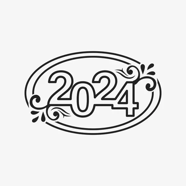 2024 Año Nuevo Navidad Logo 2024 Número Diseño Ilustración Vector de