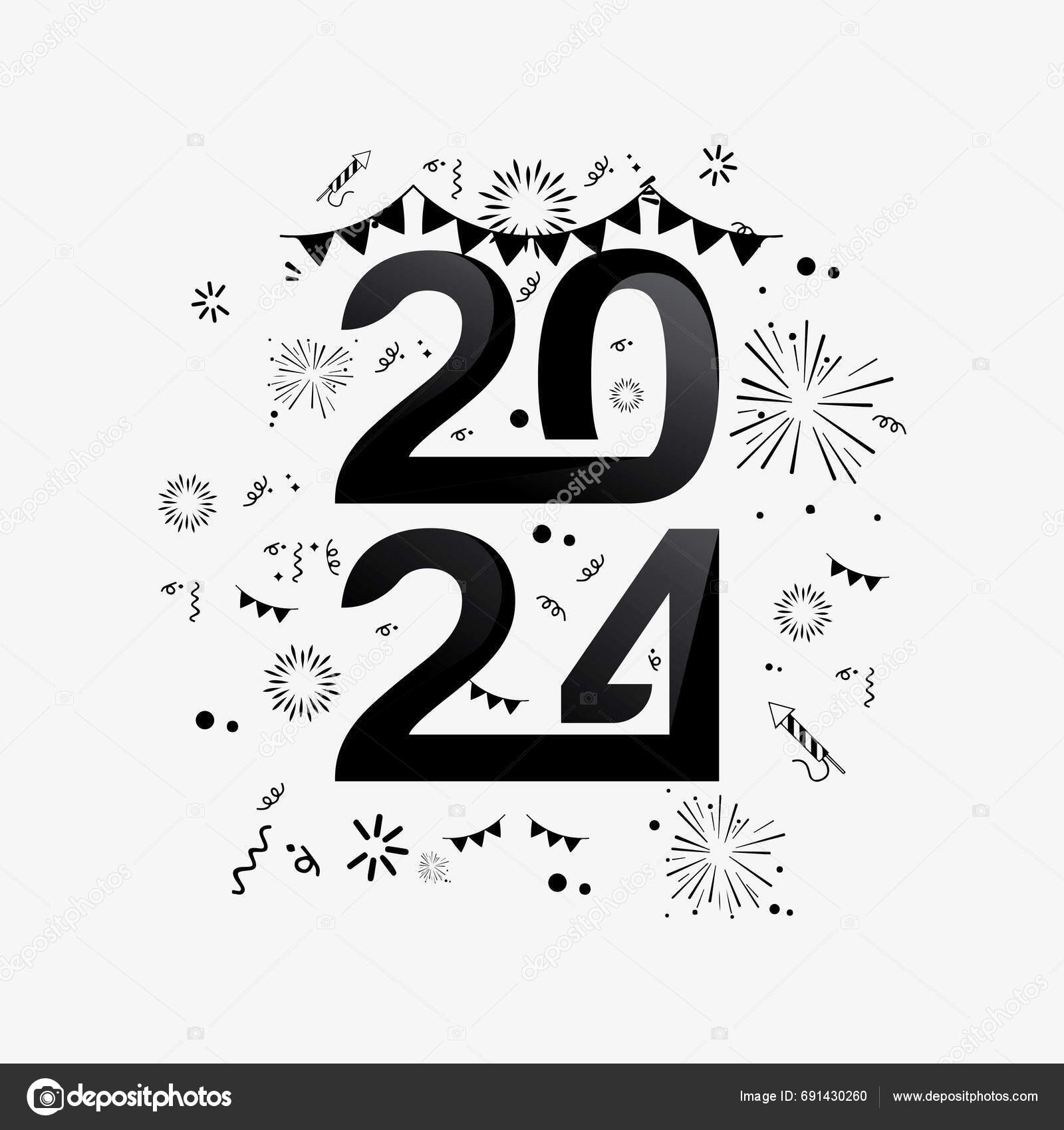 2024 New Year Christmas Logo 2024 Number Design Illustration Stock