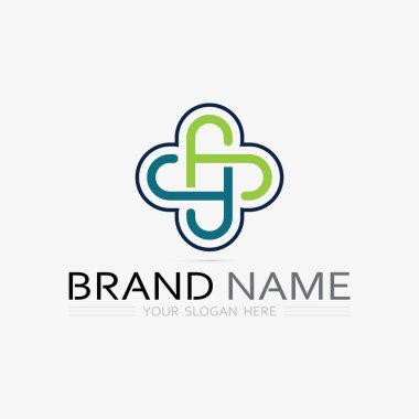 Hastane ve sağlık logosu tasarımı vektör çapraz logo tasarımı grafiği