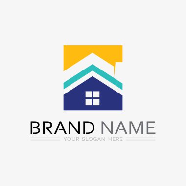 Bina ve ev logosu vektör çizimi, Emlak logosu şablonu, logo simgesi simgesi