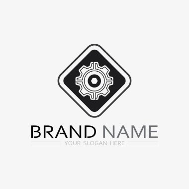 makine motoru ve ağır ekipman logoları tasarım simgesi vektör çizimi