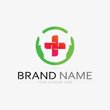 Hastane ve sağlık logosu tasarımı vektör çapraz logo tasarımı grafiği
