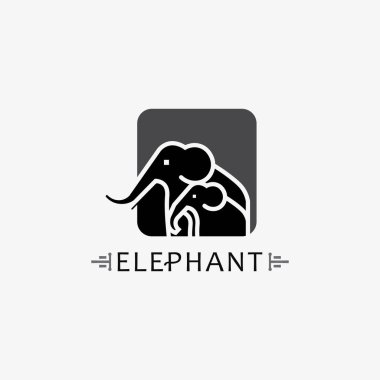 Fil Logosu Hayvanı ve Vektör İllüstratör Tasarım Şablonu