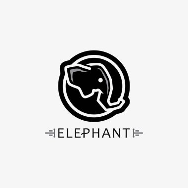 Fil Logosu Hayvanı ve Vektör İllüstratör Tasarım Şablonu