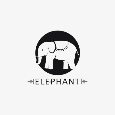 Fil Logosu Hayvanı ve Vektör İllüstratör Tasarım Şablonu