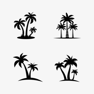Palmiye ağacı ve palmiye yaprağı logo şablonu çizimi
